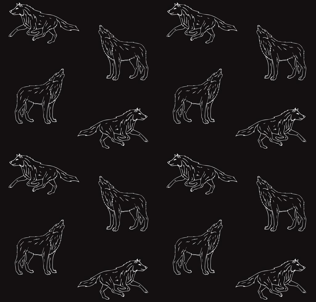 Vector seamless pattern of wolf