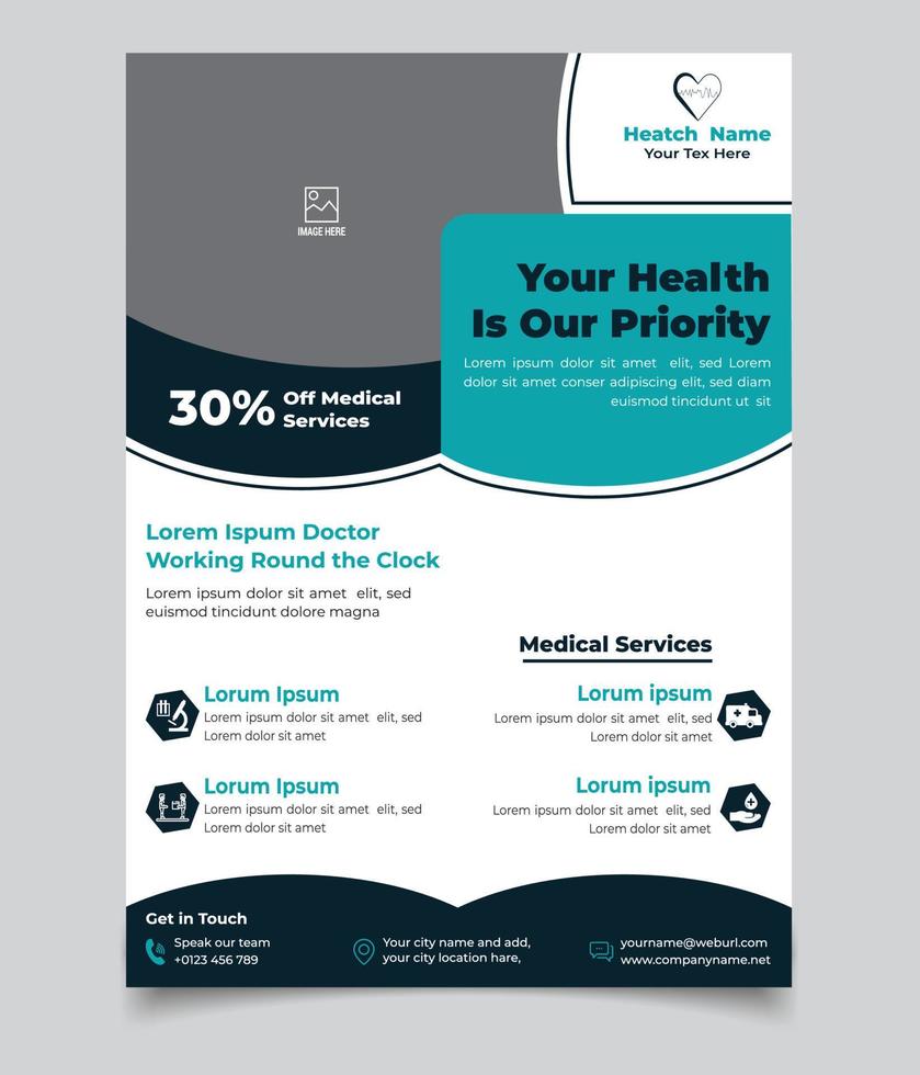 Editable Health or Medical Service Privide Flyer Vector Template, Can USE Your Photo