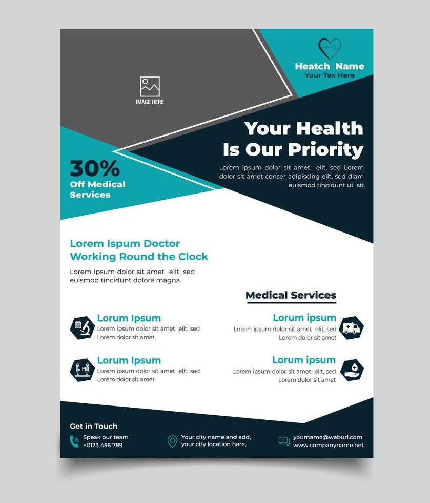 Editable Health or Medical Service Privide Flyer Vector Template, Can USE Your Photo