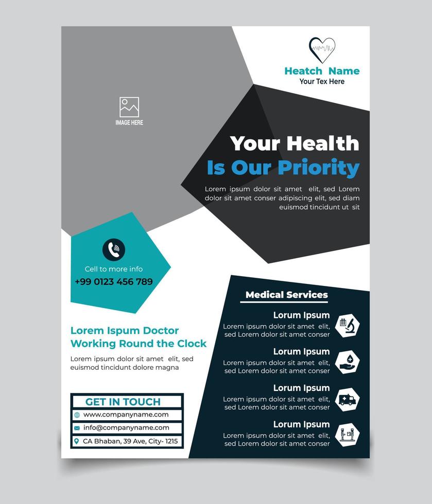 Editable Health or Medical Service Privide Flyer Vector Template, Can USE Your Photo