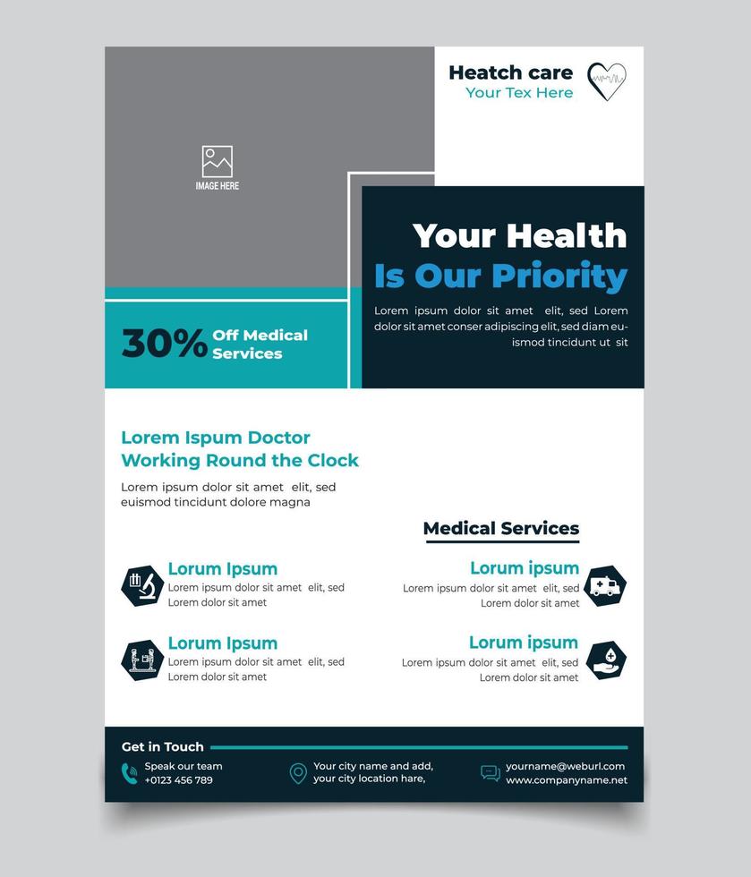 Editable Health or Medical Service Privide Flyer Vector Template, Can USE Your Photo