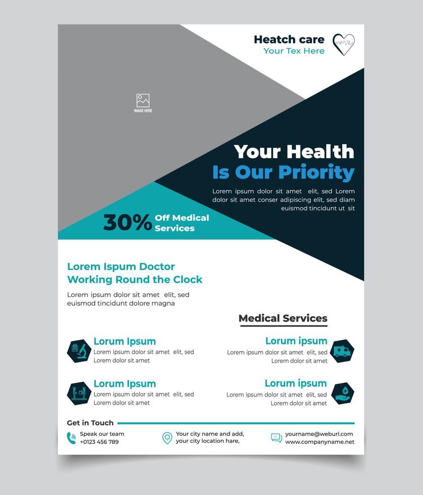 Editable Health or Medical Service Privide Flyer Vector Template, Can USE Your Photo