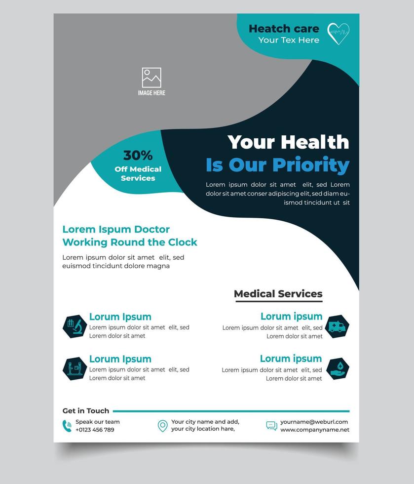 Editable Health or Medical Service Privide Flyer Vector Template, Can USE Your Photo