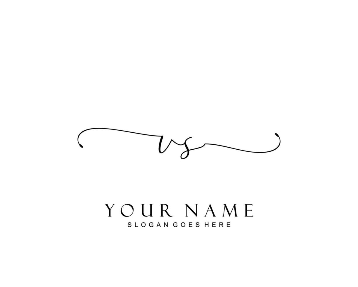 Initial VS beauty monogram and elegant logo design, handwriting logo of initial signature, wedding, fashion, floral and botanical with creative template. vector