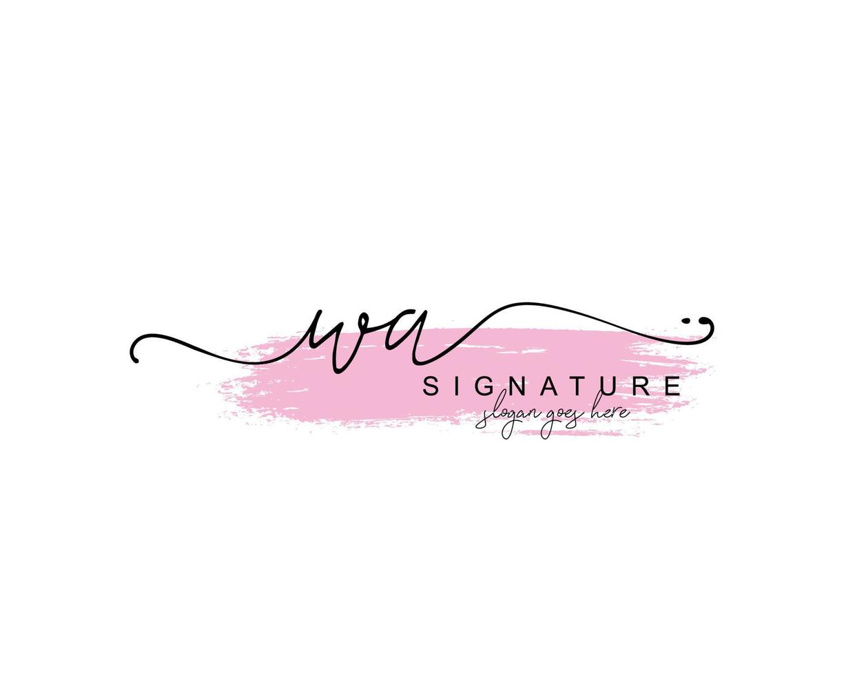 Initial WA beauty monogram and elegant logo design, handwriting logo of initial signature, wedding, fashion, floral and botanical with creative template. vector