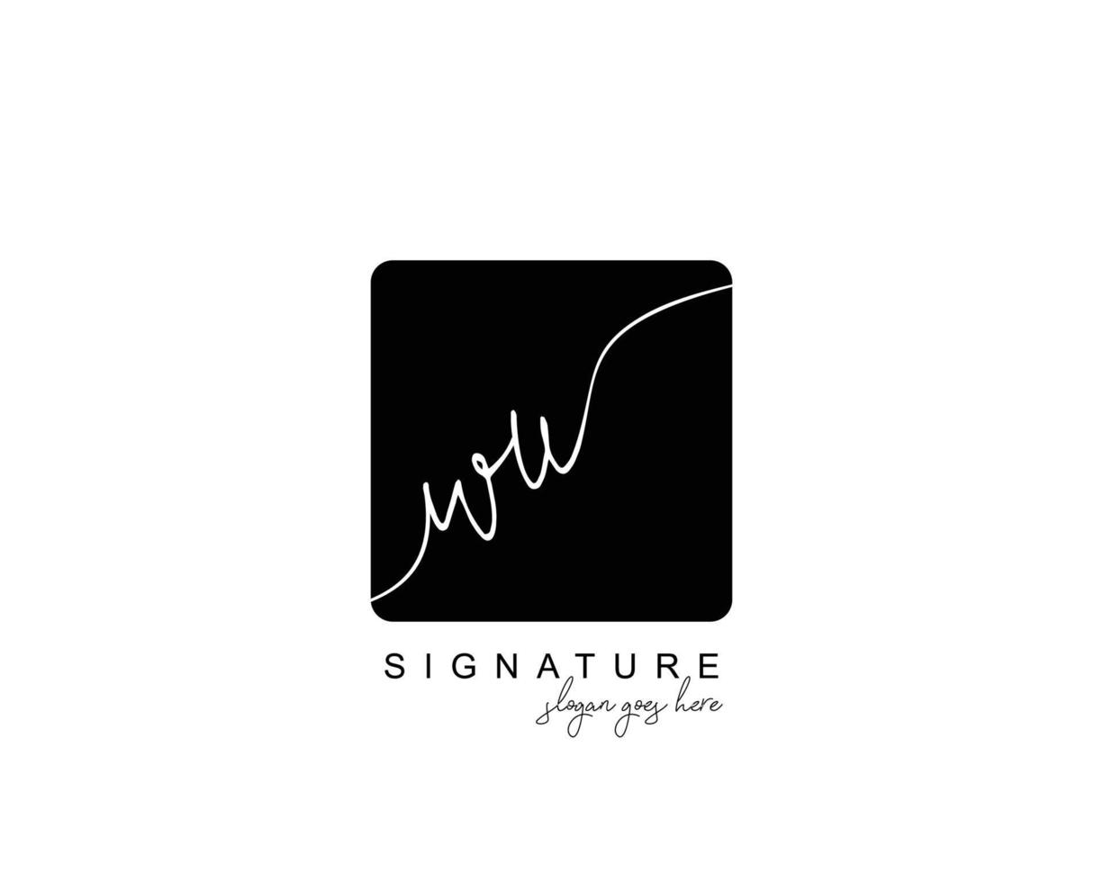 monograma de belleza wu inicial y diseño de logotipo elegante, logotipo de escritura a mano de firma inicial, boda, moda, floral y botánica con plantilla creativa. vector