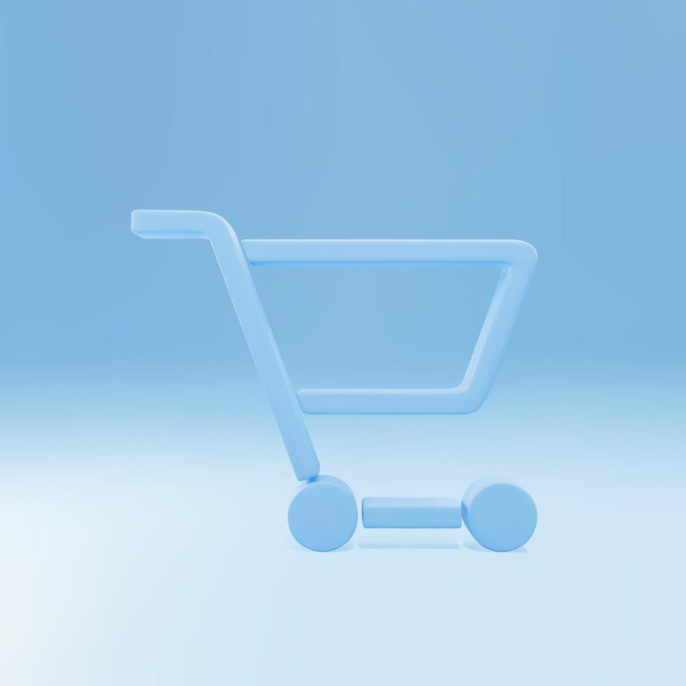 3d Blue shopping cart icon isolated on blue background. Online buying concept. delivery service sign. Supermarket basket symbol. Vector illustration.