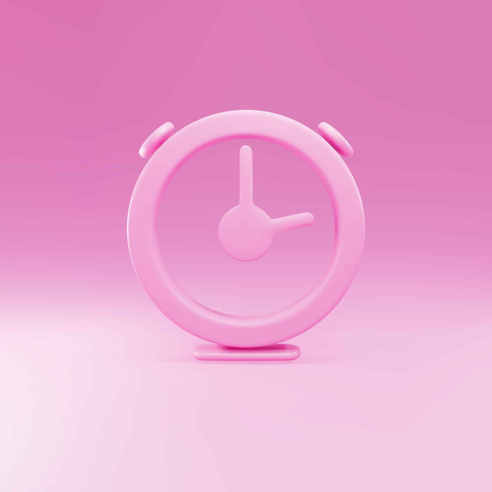 3d Pink clock icon isolated on pink background. time sign. Minimalism