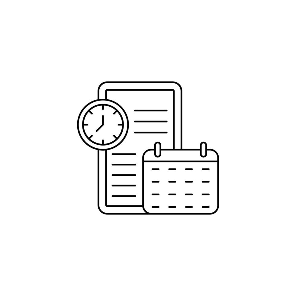 clock and calendar on the smartphone. outline icon vector