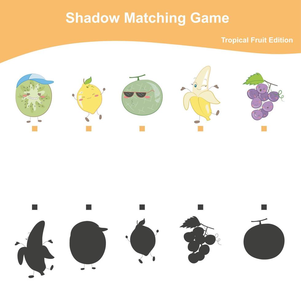 Shadow Matching game for Preschool Children. Matching images with shadows. Educational activity for preschool kids. Vector illustration.