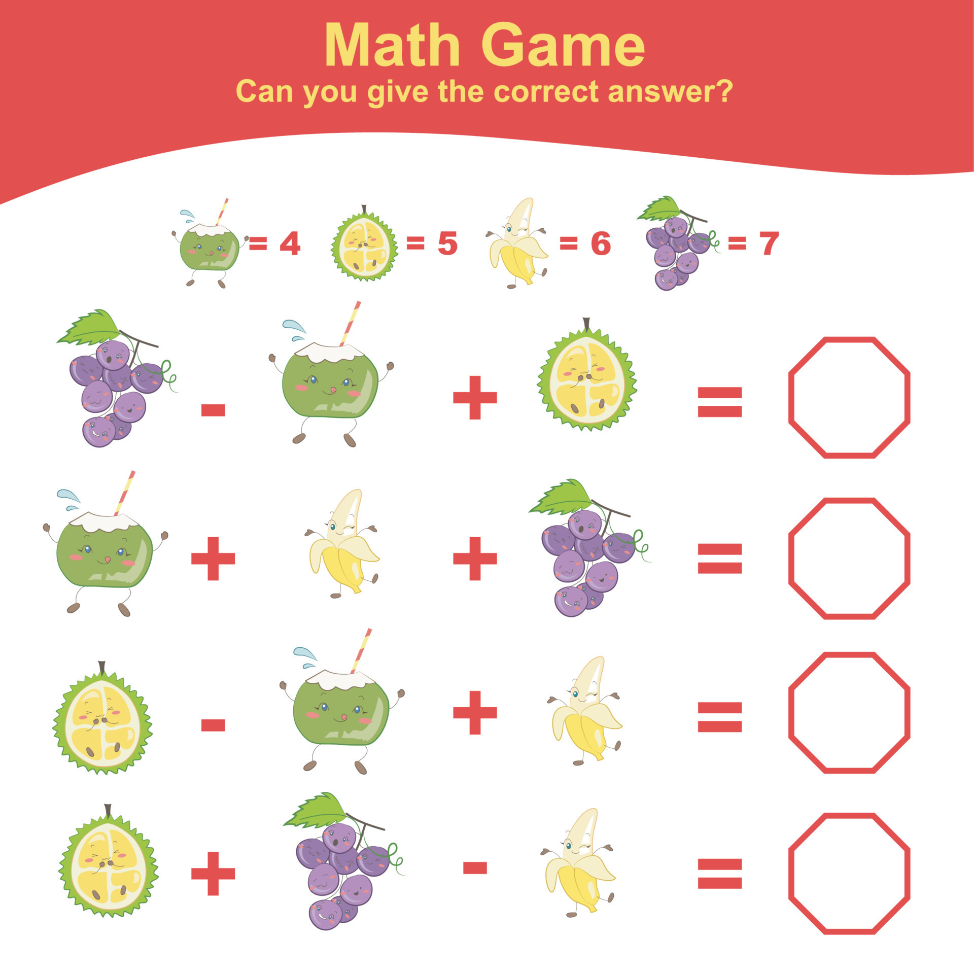 Fruit Counting Math Worksheet. Math Worksheet for Preschool