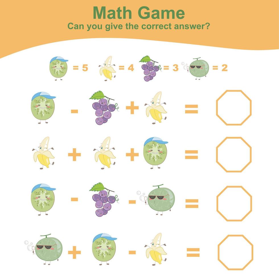 Hoja de cálculo de matemáticas para contar frutas. hoja de trabajo de matemáticas para preescolar. hoja de trabajo de matemáticas imprimible educativa. Contar y escribir actividad de respuesta para niños. ilustración vectorial vector