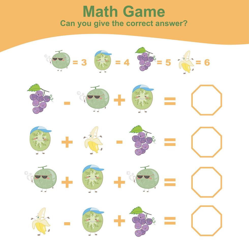 Hoja de cálculo de matemáticas para contar frutas. hoja de trabajo de matemáticas para preescolar. hoja de trabajo de matemáticas imprimible educativa. Contar y escribir actividad de respuesta para niños. ilustración vectorial vector