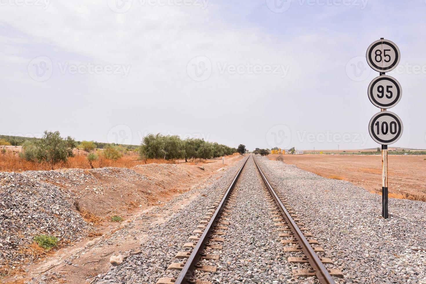 Scenic view with train tracks photo