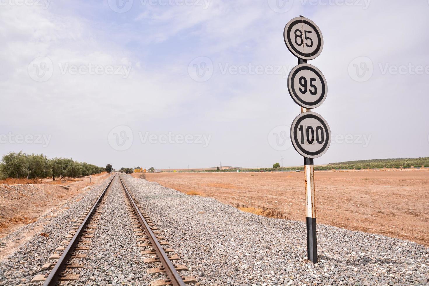 Scenic view with train tracks photo