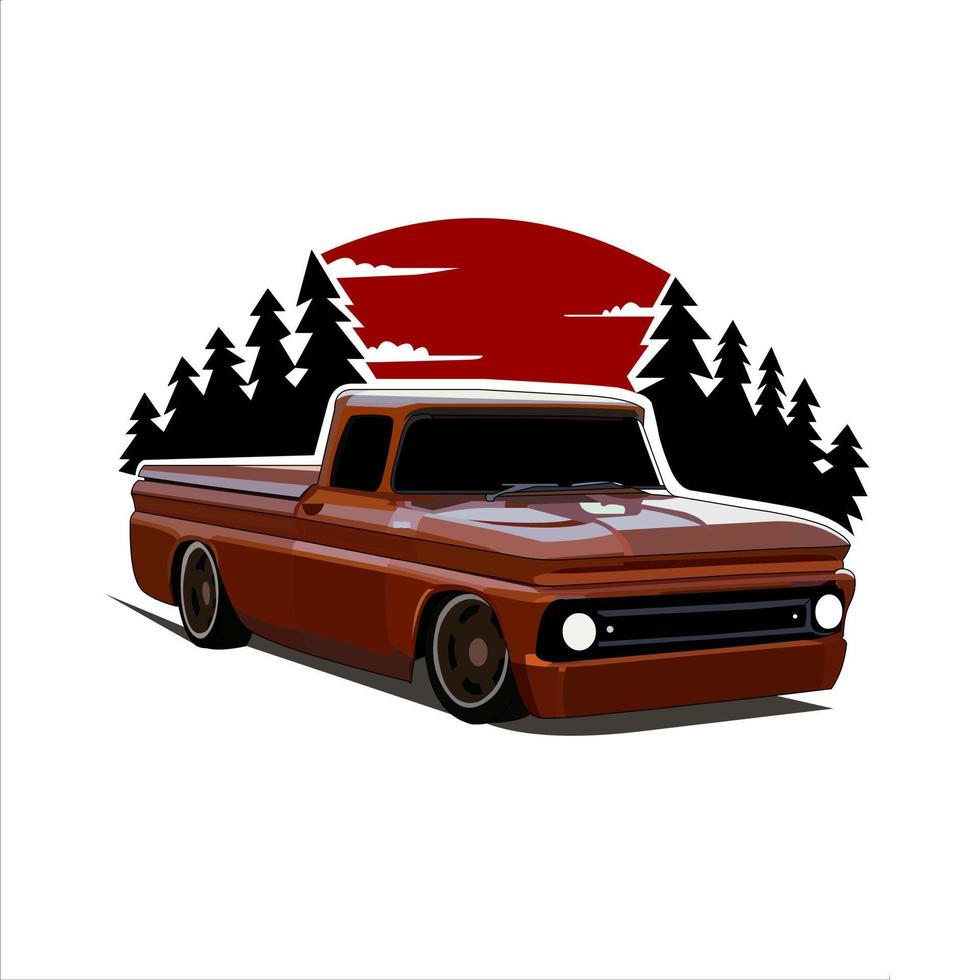 Isolated pickup vehicle with pine tree illustration vector