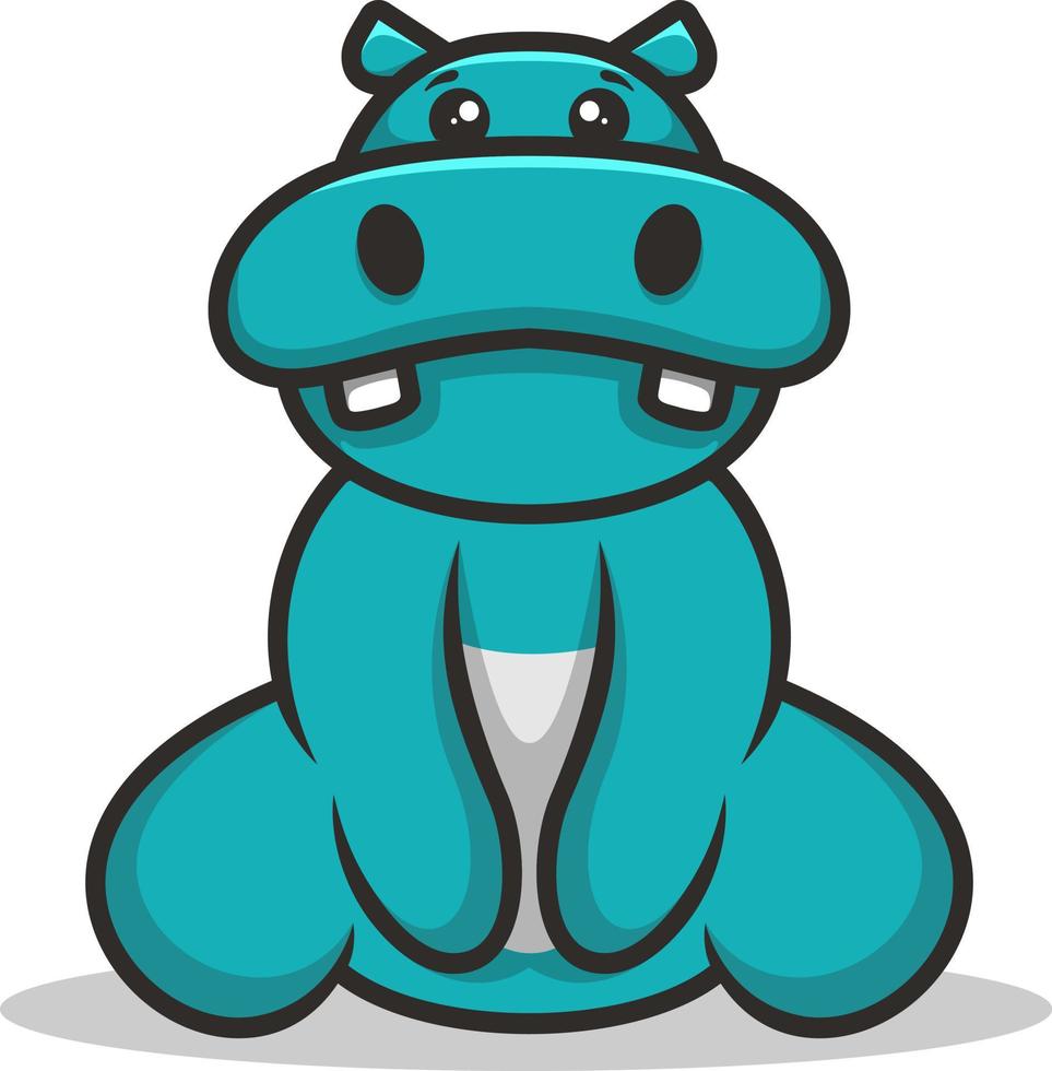 Sitting Cute Hippo Mascot Logo vector