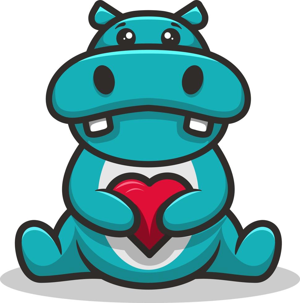 Valentine's Cute Hippo Mascot Logo vector