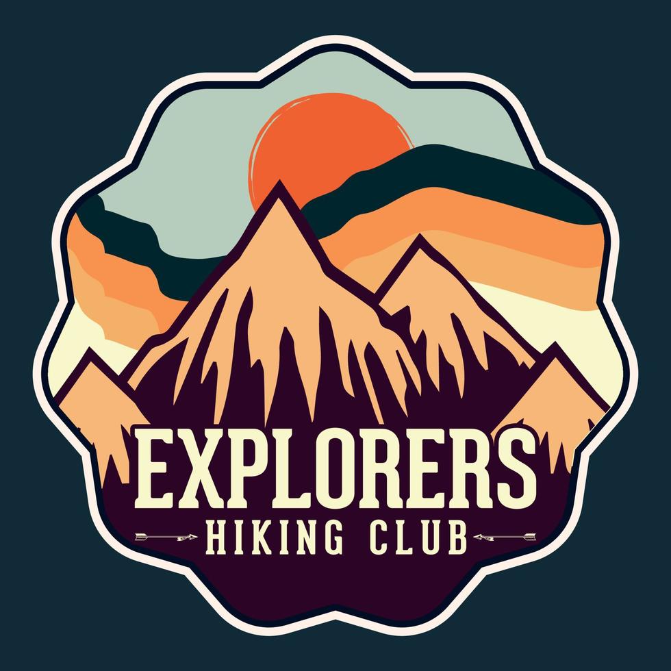 Mountain Outdoor Adventure Label Vector Illustration Retro Vintage Badge Sticker And T-shirt Design