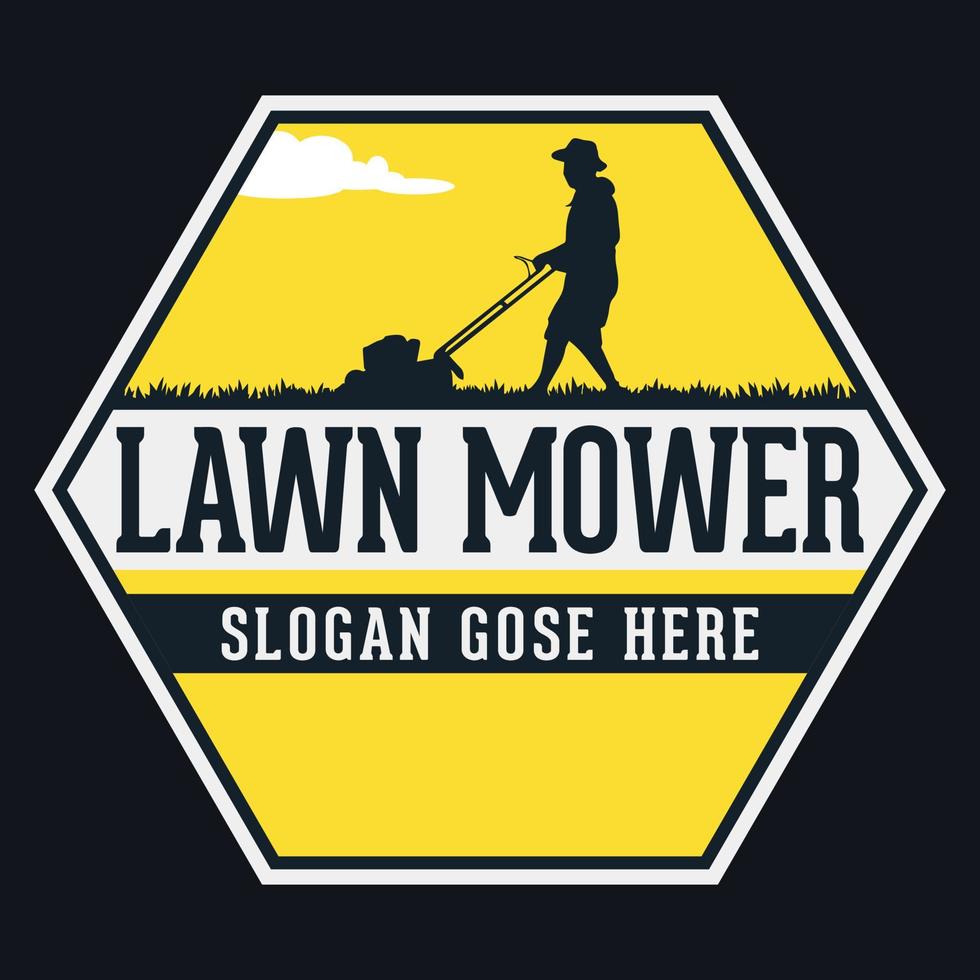 Lawn Mower Label Vector Illustration Retro Vintage Badge Sticker And T-shirt Design