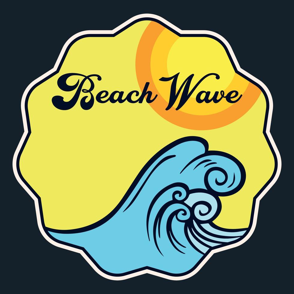 Summer Sunset Beach Label Vector Illustration Retro Vintage Badge Sticker And T-shirt Design