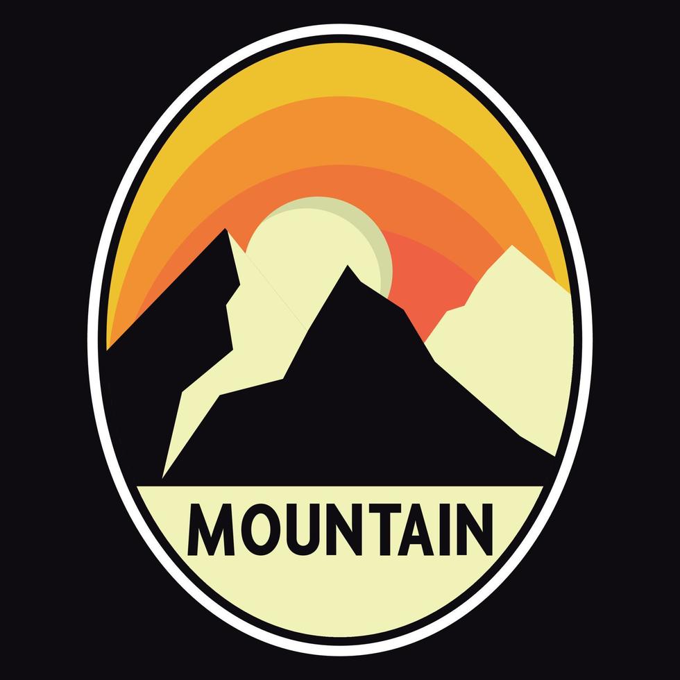 montaña aventura al aire libre etiqueta vector ilustración retro vintage insignia etiqueta y diseño de camiseta