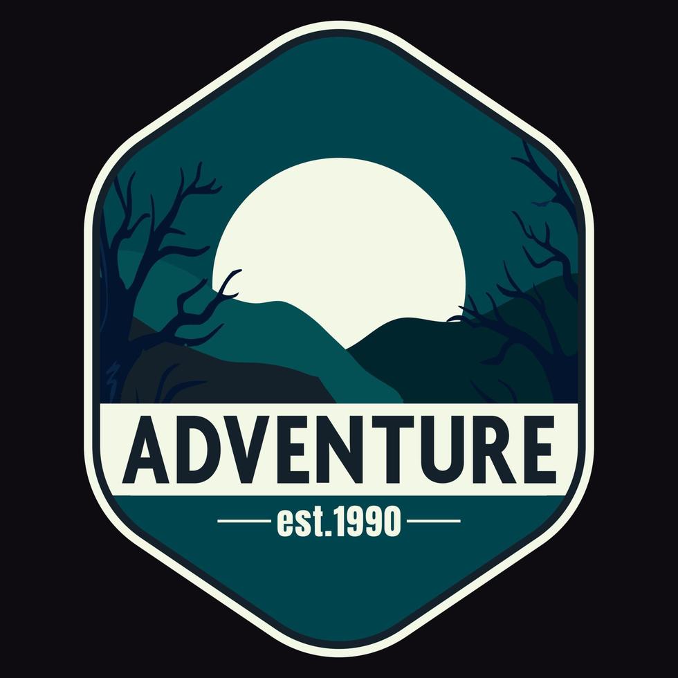 Mountain Outdoor Adventure Label Vector Illustration Retro Vintage Badge Sticker And T-shirt Design