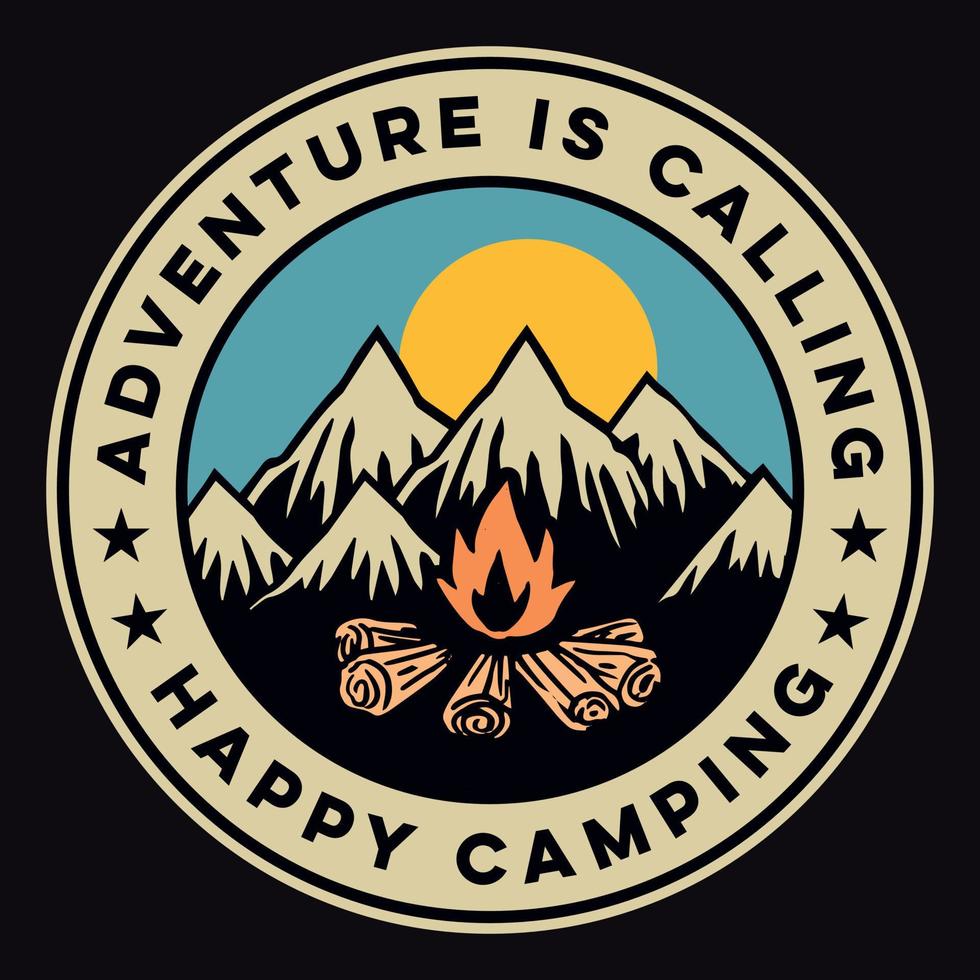aventura camping etiqueta vector ilustración retro vintage insignia pegatina y t-shirt design