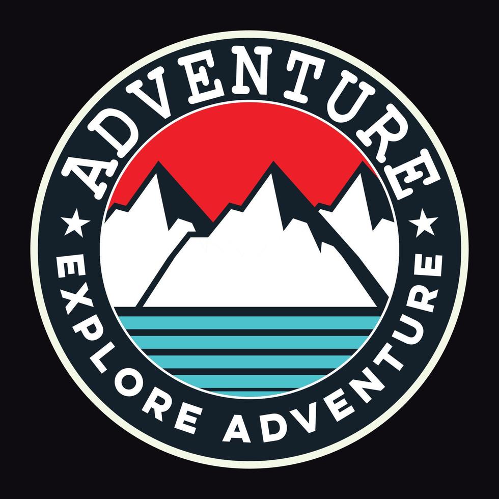 Mountain Outdoor Adventure Label Vector Illustration Retro Vintage Badge Sticker And T-shirt Design