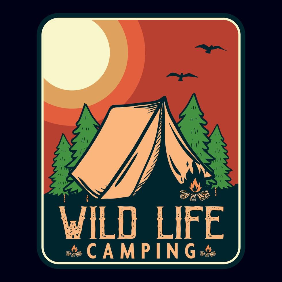 Adventure Camping Label Vector Illustration Retro Vintage Badge Sticker And T-shirt Design
