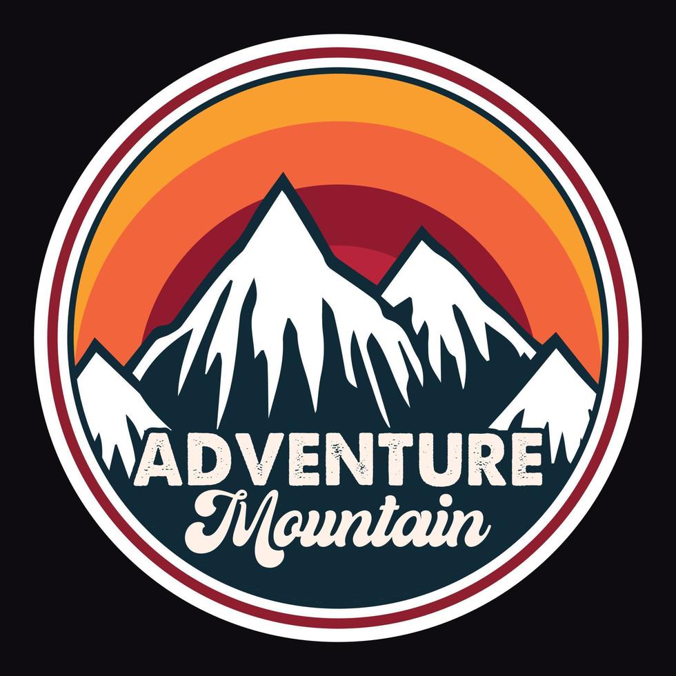 montaña aventura al aire libre etiqueta vector ilustración retro vintage insignia etiqueta y diseño de camiseta