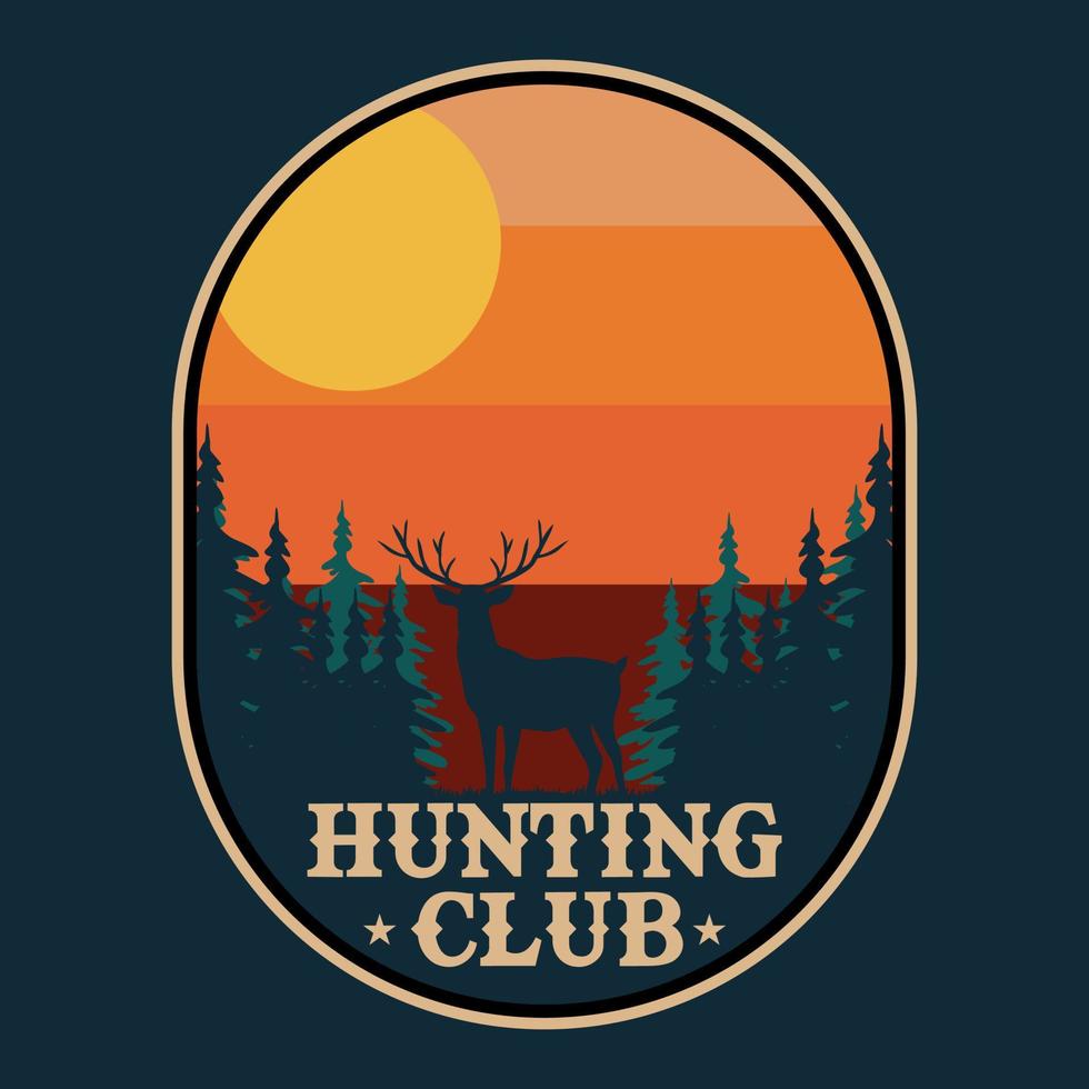 Adventure Deer Label Vector Illustration Retro Vintage Badge Sticker And T-shirt Design