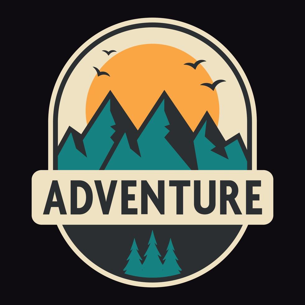 Mountain Outdoor Adventure Label Vector Illustration Retro Vintage Badge Sticker And T-shirt Design