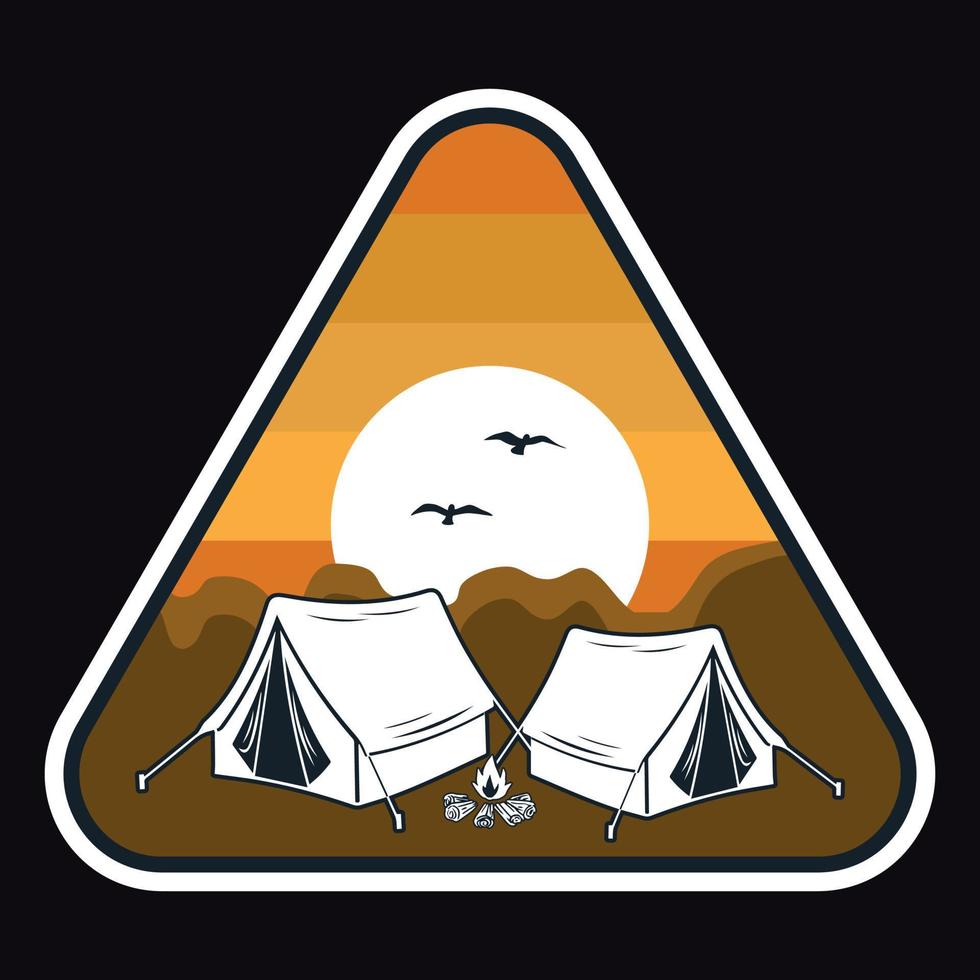 Adventure Camping Label Vector Illustration Retro Vintage Badge Sticker And T-shirt Design