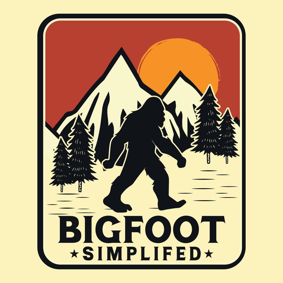 Adventure Bigfoot Label Vector Illustration Retro Vintage Badge Sticker And T-shirt Design