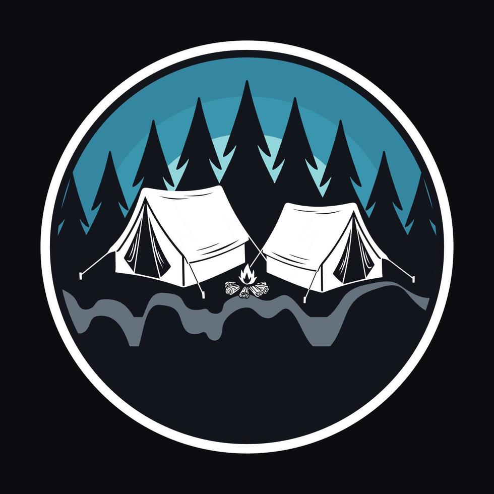 Adventure Camping Label Vector Illustration Retro Vintage Badge Sticker And T-shirt Design