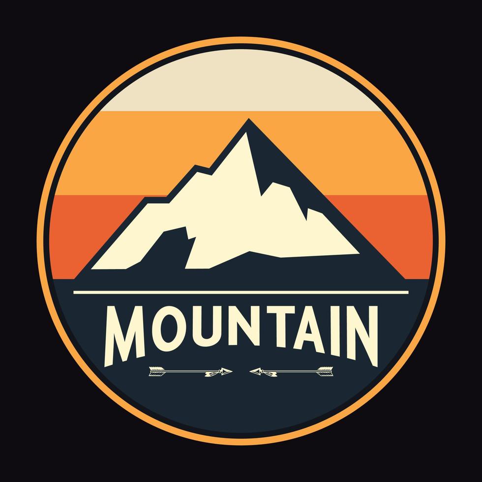 Mountain Outdoor Adventure Label Vector Illustration Retro Vintage Badge Sticker And T-shirt Design