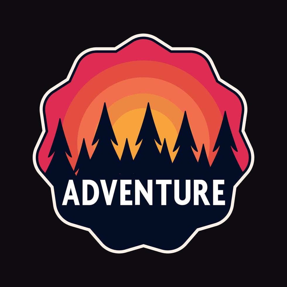 Mountain Outdoor Adventure Label Vector Illustration Retro Vintage Badge Sticker And T-shirt Design