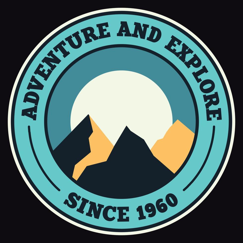 montaña aventura al aire libre etiqueta vector ilustración retro vintage insignia etiqueta y diseño de camiseta