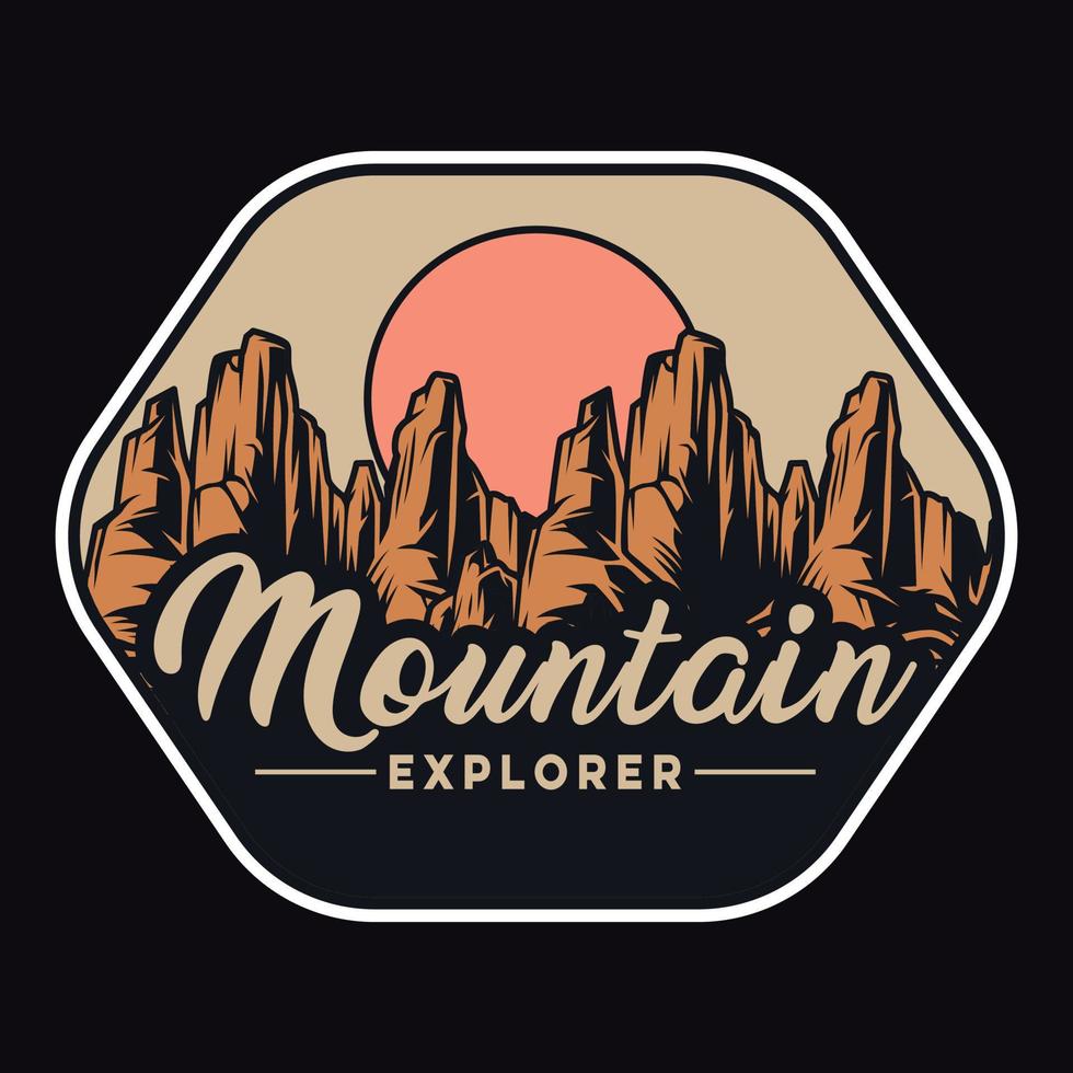 montaña aventura al aire libre etiqueta vector ilustración retro vintage insignia etiqueta y diseño de camiseta