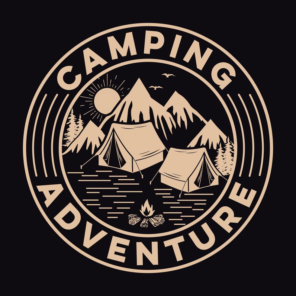 Adventure Camping Label Vector Illustration Retro Vintage Badge Sticker And T-shirt Design