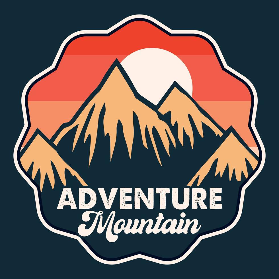 montaña aventura al aire libre etiqueta vector ilustración retro vintage insignia etiqueta y diseño de camiseta