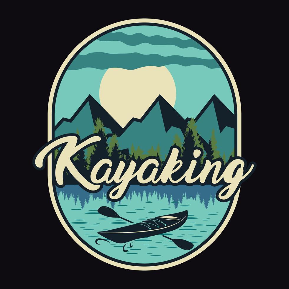 kayak etiqueta vector ilustración retro vintage insignia pegatina y t-shirt design