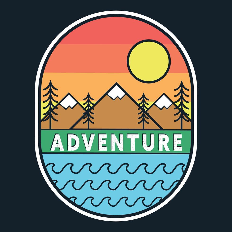 Adventure Camping Label Vector Illustration Retro Vintage Badge Sticker And T-shirt Design