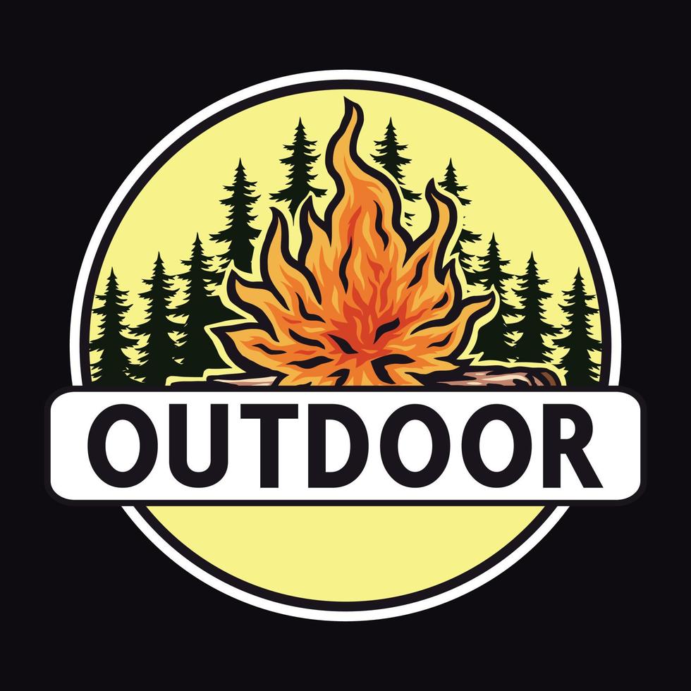 Mountain Outdoor Adventure Label Vector Illustration Retro Vintage Badge Sticker And T-shirt Design