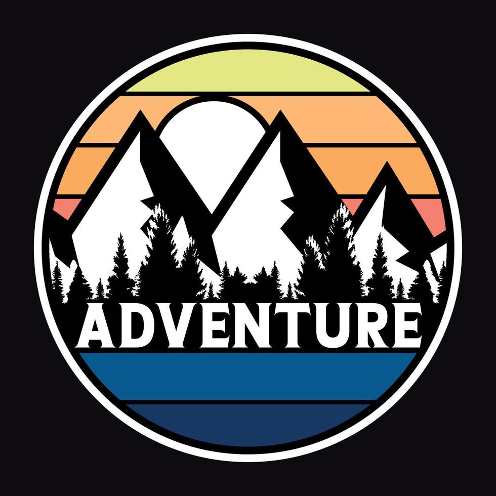 Mountain Outdoor Adventure Label Vector Illustration Retro Vintage Badge Sticker And T-shirt Design