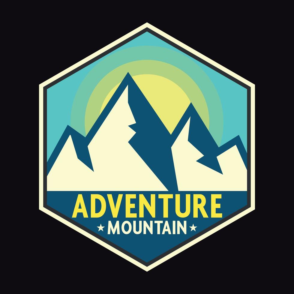 Mountain Outdoor Adventure Label Vector Illustration Retro Vintage Badge Sticker And T-shirt Design