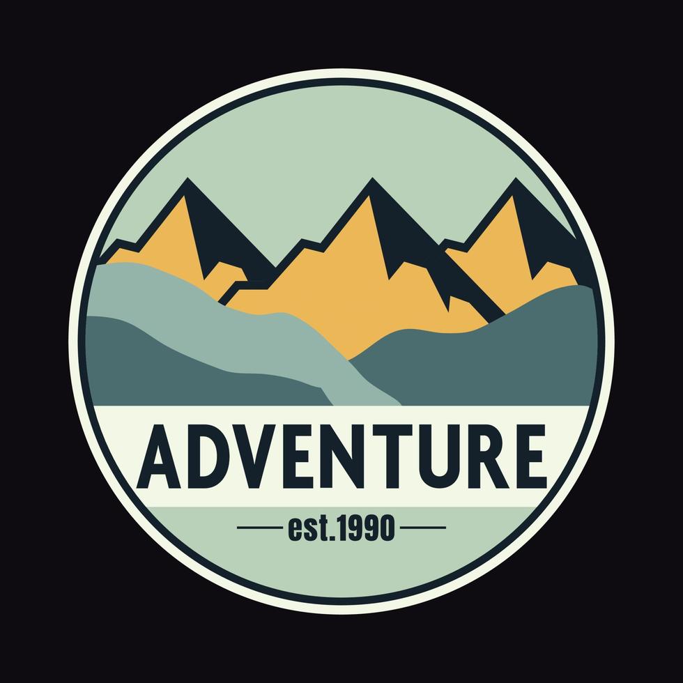 montaña aventura al aire libre etiqueta vector ilustración retro vintage insignia etiqueta y diseño de camiseta