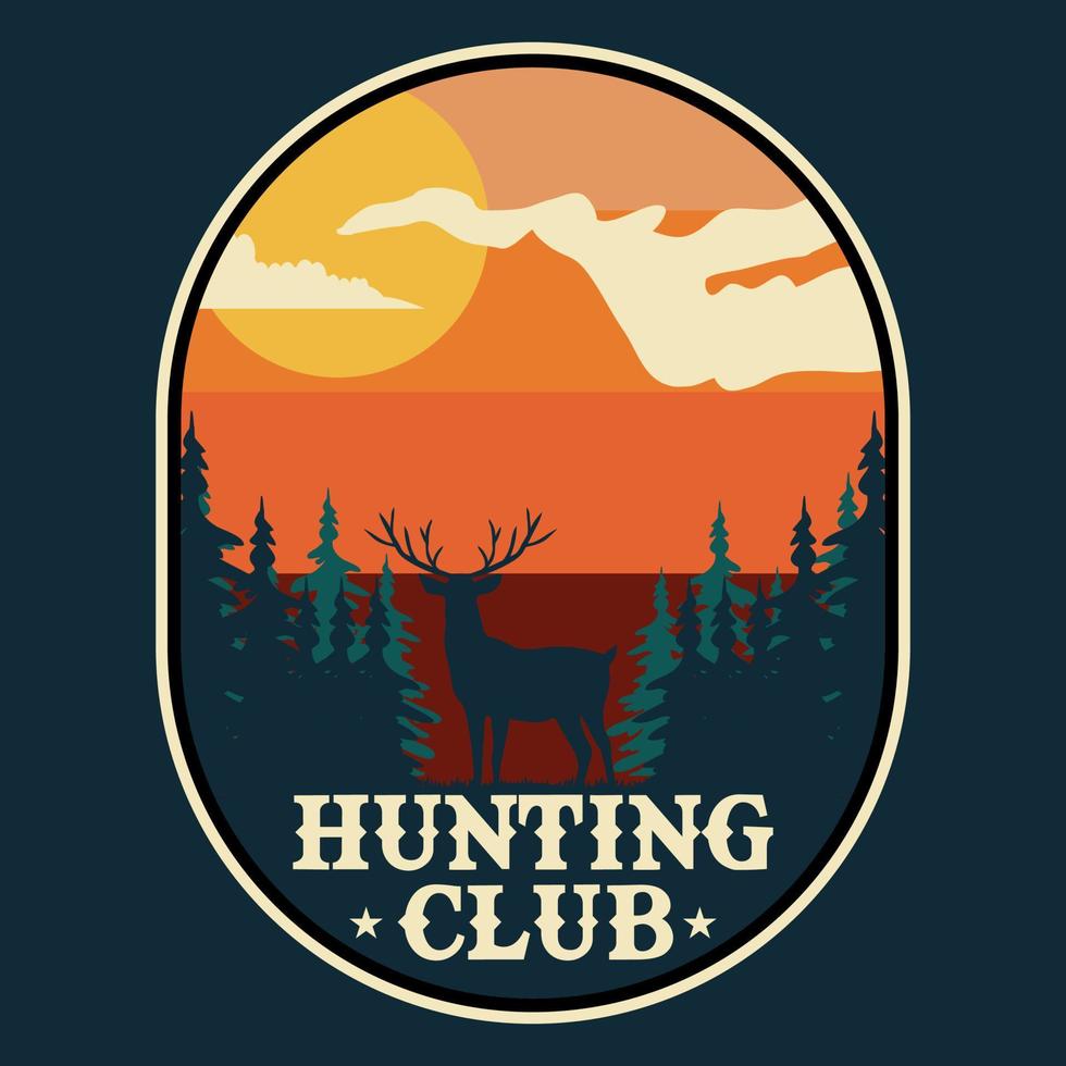 Adventure Deer Label Vector Illustration Retro Vintage Badge Sticker And T-shirt Design