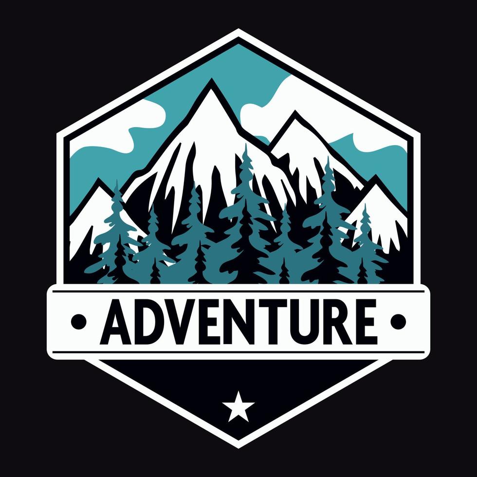 Mountain Outdoor Adventure Label Vector Illustration Retro Vintage Badge Sticker And T-shirt Design